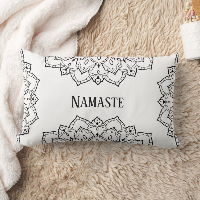 Rectangle Coussin Mandala Lumbar noir et blanc (Couverture)