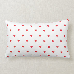Rectangle Coussin minuscule rouge et blanc de coeur