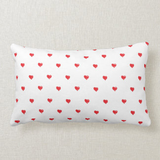 Rectangle Coussin minuscule rouge et blanc de coeur