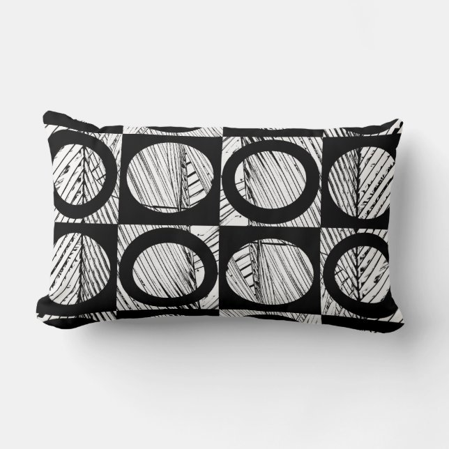Rectangle coussin moderne abstrait audacieux art noir et bla (Recto)