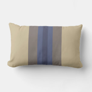 Rectangle Coussin moderne Bleu Beige rayé Lumbar