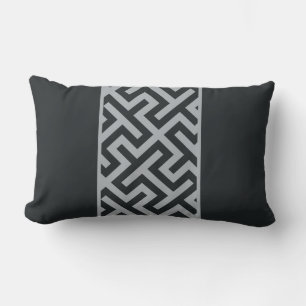 Rectangle Coussin moderne chic noir gris géométrique