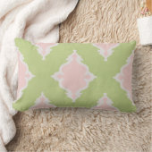 Rectangle Coussin moderne chic pastel rose et vert ikat (Couverture)