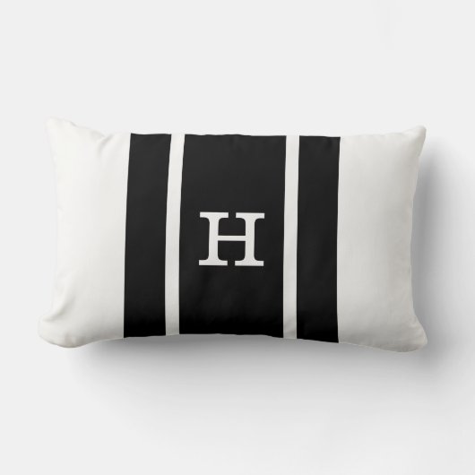 Rectangle Coussin monographique moderne noir et blanc (Recto)