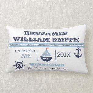 Rectangle Coussin nautique de faire-part de naissance pour