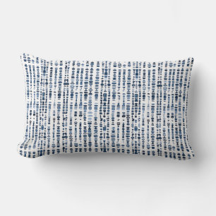 Rectangle Coussin Navy Blue and White Lumbar