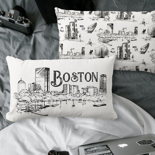 Rectangle Coussin noir et blanc de Boston (Créateur téléchargé)