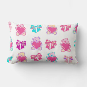 Rectangle Coussin Nounours et vaches roses