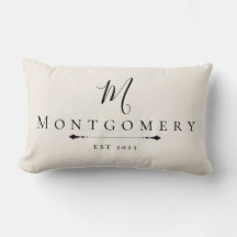 Coussin personnalisé avec nom de famille et année