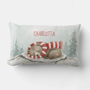 Rectangle Coussin personnalisé d'ours d'hiver – Personnalisé
