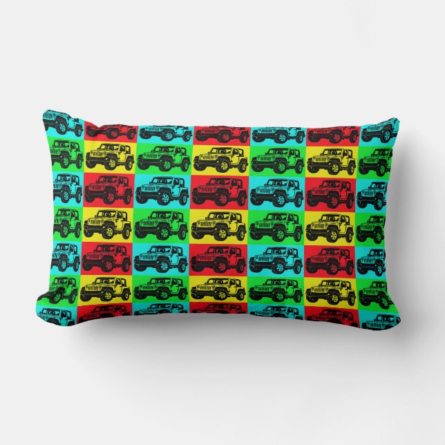 Rectangle Coussin pop art véhicule hors route (Recto)