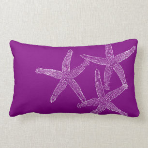 Rectangle Coussin pourpre avec les étoiles de mer blanches