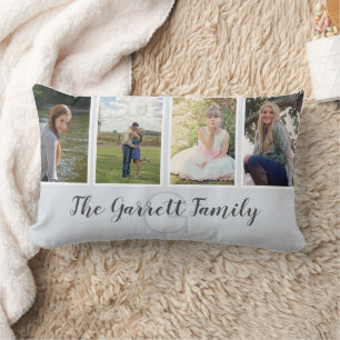 Rectangle Coussin quatre photos nom de famille personnalisé 