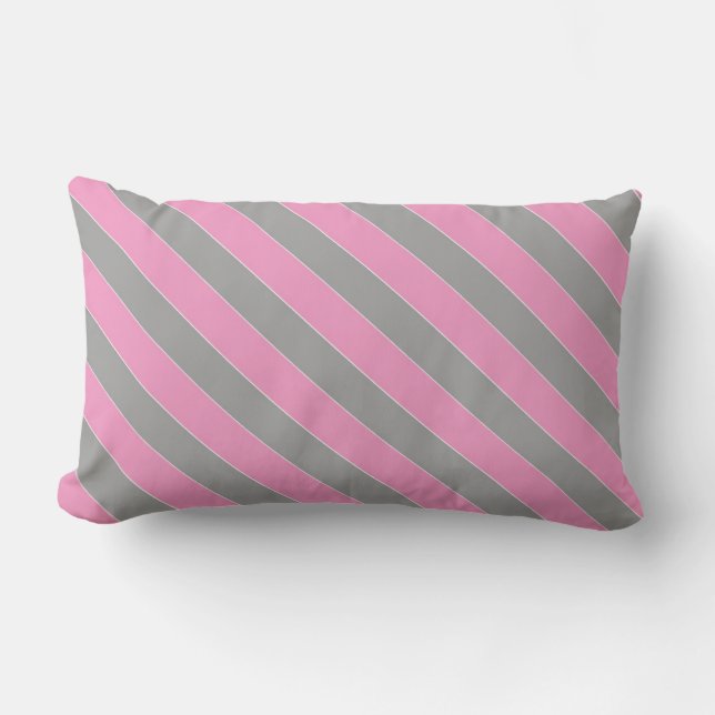 Rectangle Coussin rayé rose et gris (Recto)
