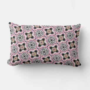 Rectangle Coussin rectangulaire déco de rose, blanc et noir