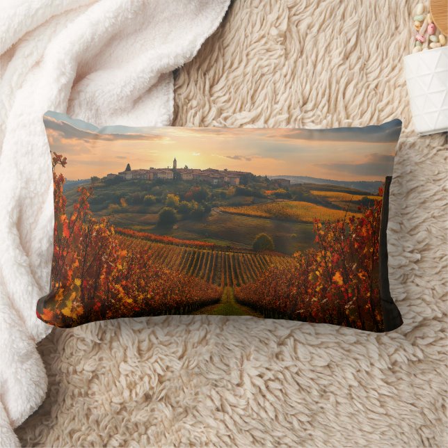 Rectangle Coussin rectangulaire décoratif Vue du vignoble en (Couverture)