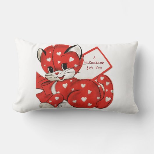 Rectangle Coussin Red Kitten Valentine Lumbar (Recto)