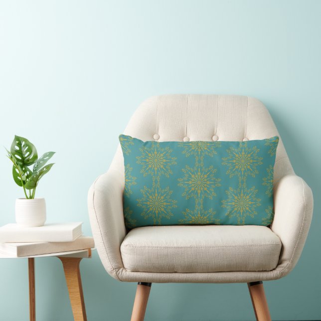 Rectangle Coussin Retro Mandala Turquoise Lumbar (Chaise)