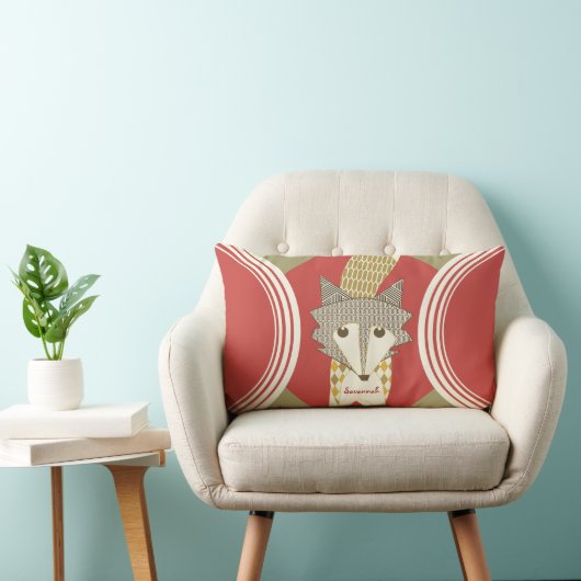 Rectangle Coussin Retro Personnalisé Orange Red Olive Fox (Chaise)