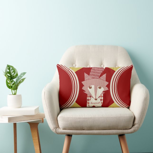 Rectangle Coussin Retro Personnalisé Red Stylisé Fox (Chaise)