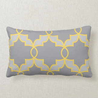 Rectangle Coussin réversible gris de motif géométrique/jaune