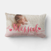 Rectangle Coussin rose béni de souvenir de photo de (Verso)