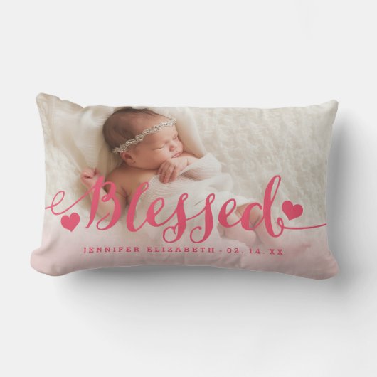 Rectangle Coussin rose béni de souvenir de photo de (Recto)