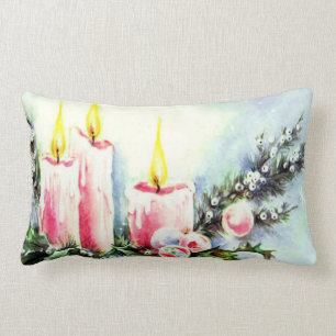 Rectangle Coussin rose de décor de Noël de bougie