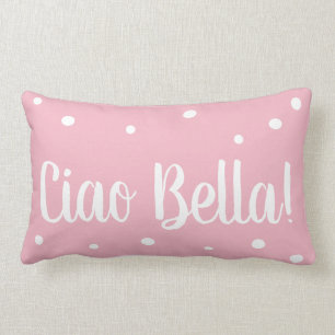 Rectangle Coussin rose de point de polka de Ciao Bella