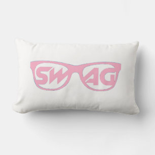 Rectangle Coussin rose et blanc à deux côtés