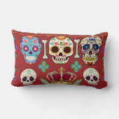 Rectangle Coussin rouge - Gothique - crâne et os (Verso)