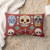 Rectangle Coussin rouge - Gothique - crâne et os (Couverture)