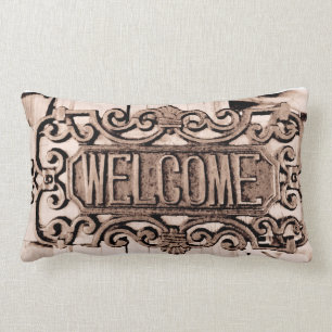 Rectangle Coussin rustique d'accueil d'impression