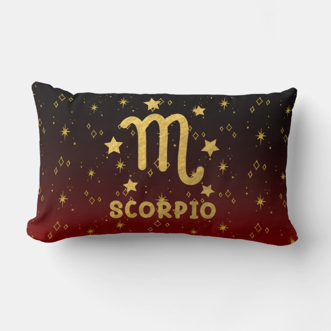 Rectangle Coussin Scorpio Zodiac Red et Gold Lumbar (Recto)