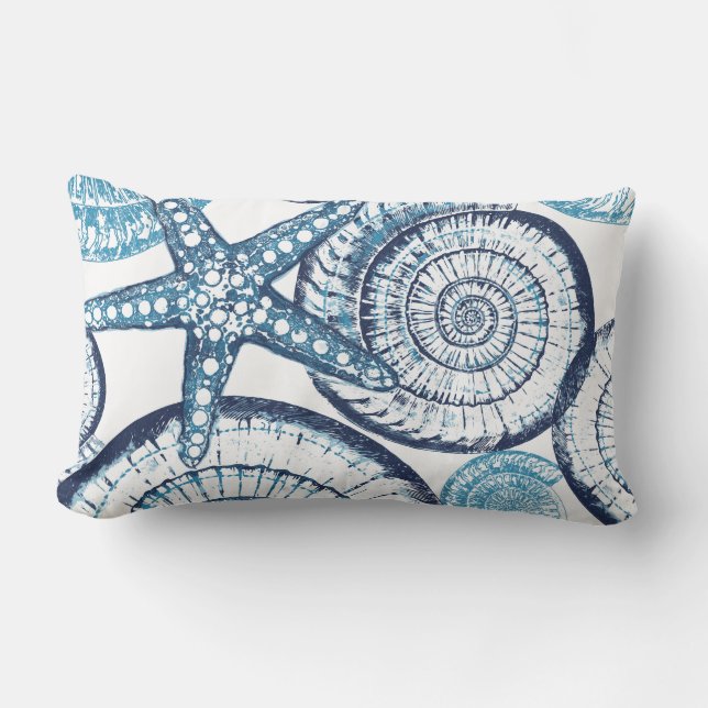 Rectangle Coussin Starfish Blue White Lumbar (Recto)