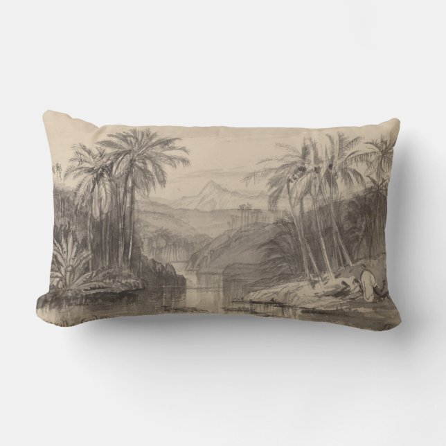 Rectangle Coussin tropical de palmiers d'Edward Lear (Recto)