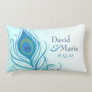Rectangle Coussin turquoise de souvenir de plume de paon
