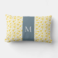 Coussin turquoise et jaune Floral Lumbar