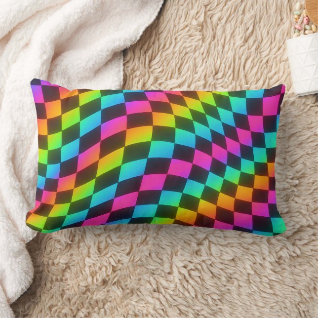 Rectangle Coussin Vibrant Lombaire Rétro Psychedélique (Couverture)
