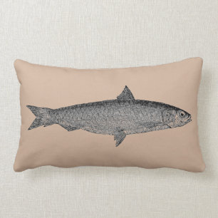 Rectangle Coussin vintage de poissons d'art
