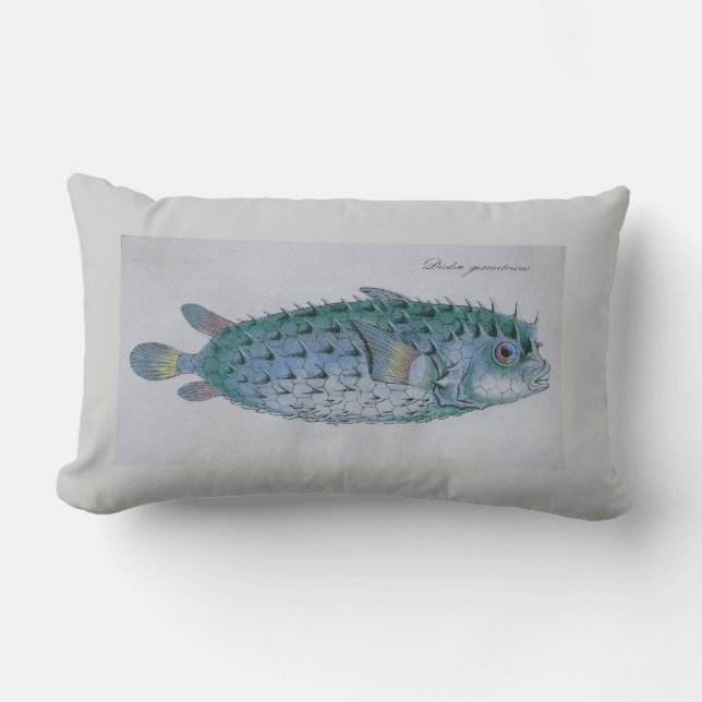 Rectangle coussin vintage de poissons de décolleur (Recto)