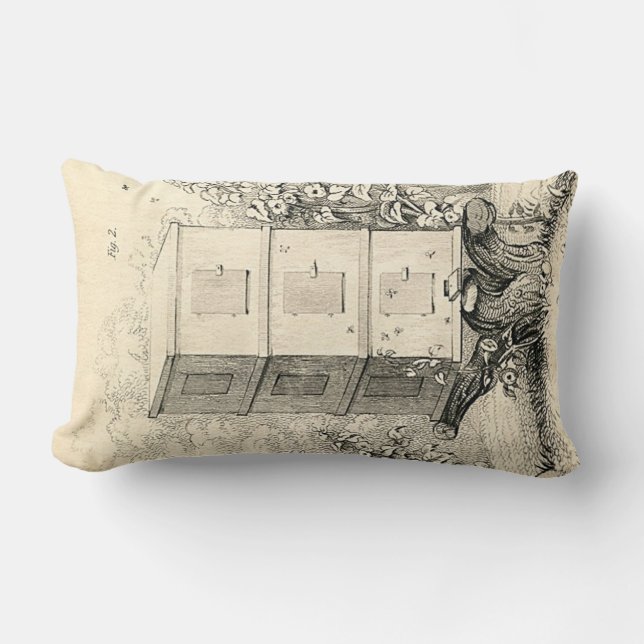 Rectangle Coussin vintage de ruche d'abeille (Recto)