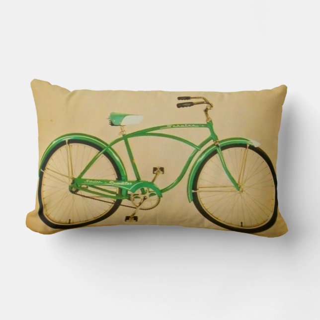 Rectangle Coussin vintage Vert Vélo Lumbar (Recto)
