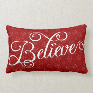Rectangle Croyez en Noël Fête Coussin de Flamme de neige