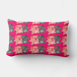 Rectangle Cute noir et blanc Cartoon Pigs Lumbar Coussin