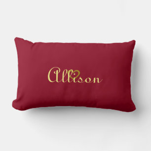 Rectangle Cute Personnalisé Bourgogne Sweet Gold Coussin de