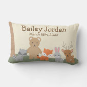 Rectangle Cute Woodland Animaux Lumbar Coussin (Verso)