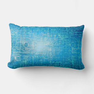 Rectangle Cyber Tech Blueprint - Coussin Lombaire Électrique