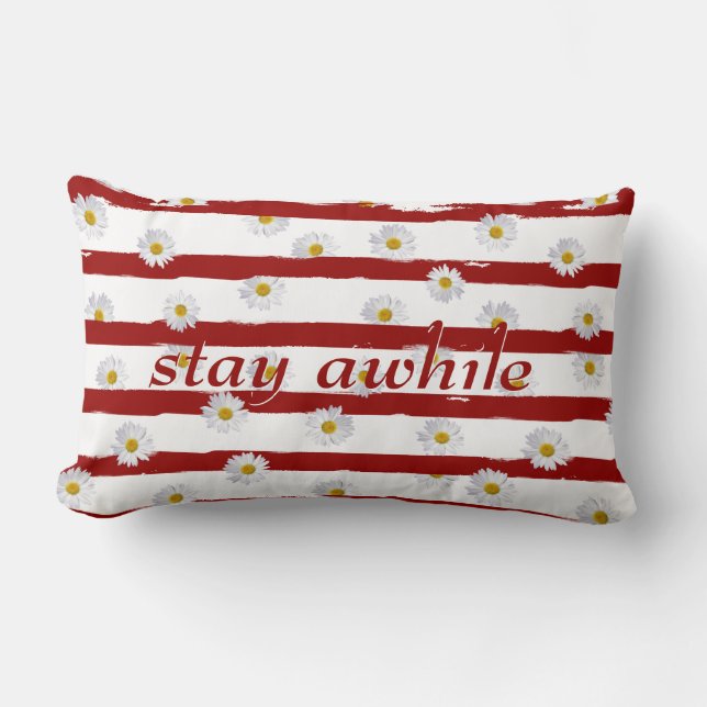 Rectangle Daisy Stripes Restez À Lumbar Coussin (Recto)
