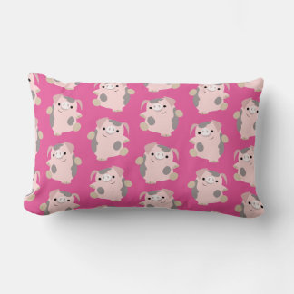 Rectangle Dancing Cartoon Pig Répéter Motif Lumbar Coussin